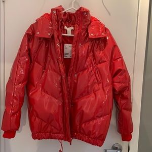 Red patent jacket